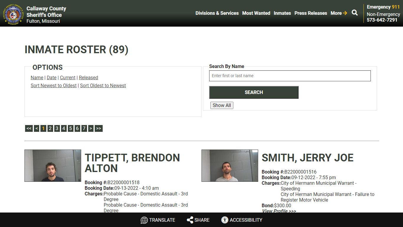 Inmate Roster - Current Inmates Booking Date Descending - Callaway ...